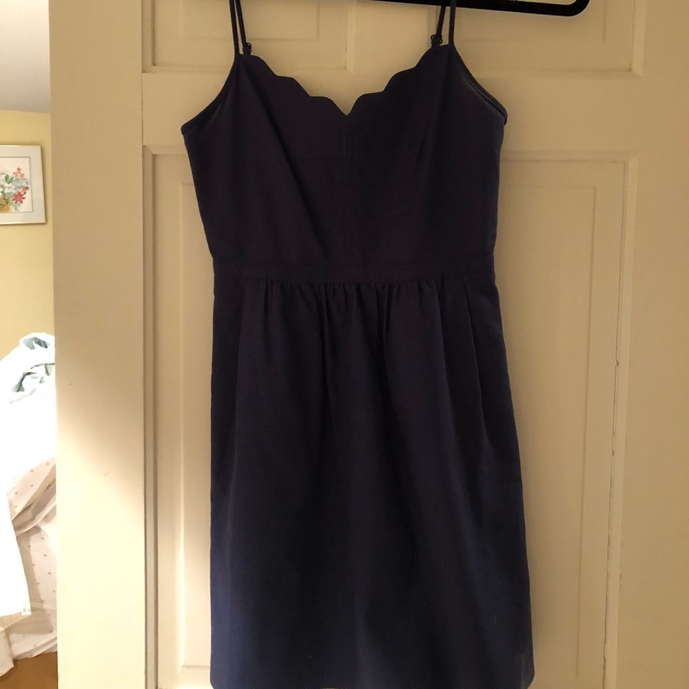 Navy scalloped JCREW shift dress